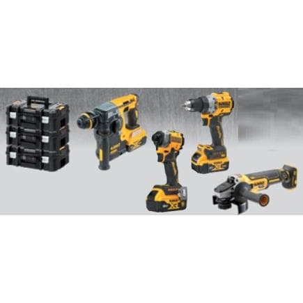 DeWALT DCK4006P3T-IT - Set de perceuse à percussion, meuleuse d’angle, visseuse à percussion 1/4" et perceuse à percussion (3 batteries 5Ah et...