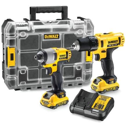 DeWALT DCK211D2T-QW - Kit de viseuse à percussion 1/4" 10,8V et perceuse 10,8V (avec 2 batteries, chargeur et étui de transport)
