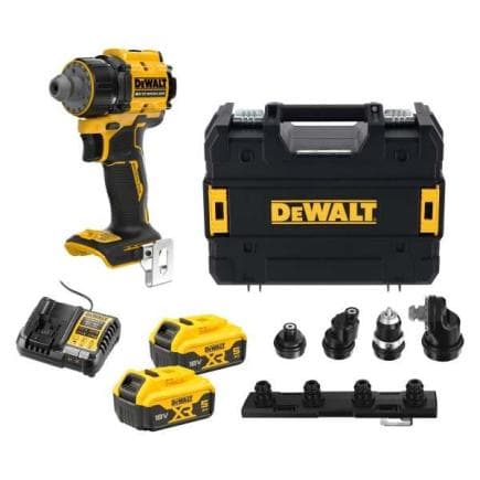 DeWALT DCD803P2T-QW - Perceuse multi-têtes XR 18V avec 4 têtes interchangeables (avec 2 batteries 5Ah et chargeur)