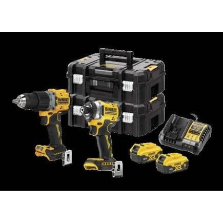 DeWALT DCK2002P2T-IT - Ensemble de 2 XR 18V avec perceuse à chocs DCD805 et vis-choc DCF860 1/4" (avec 2 batteries 5Ah et chargeur)