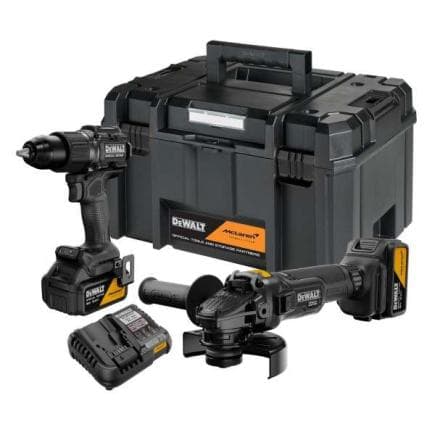 DeWALT DCK2223MP2T-QW - Set 2 XR 18V MCLAREN Edition avec perceuse à choc DCD886 et meuleuse DCG45 125mm (avec 2 batteries 5Ah et chargeur)