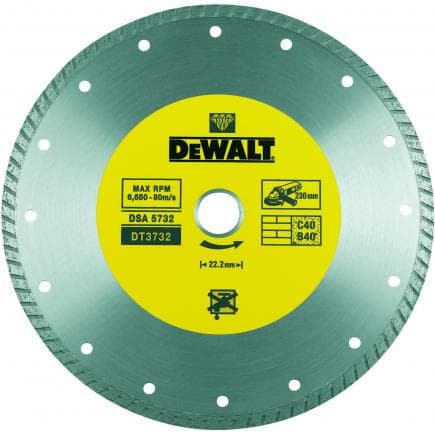 DeWALT DT3702-QZ - Lame turbo à jante continue en diamant fritté pour matériaux de construction