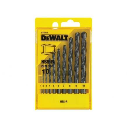 DeWALT DT5911-QZ - Jeu de 10 forets à métaux HSS-R en coffret plastique