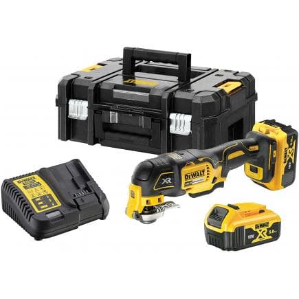 DeWALT DCS356P2-QW - Outil multifonction 18 V Moteur Brushless, avec 2 batteries et chargeur de batterie, en mallette TSTAK