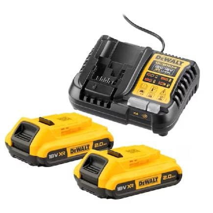 DeWALT DCB1104D2-QW - Ensemble de 2 batteries XR 18V 2Ah et chargeur de batterie