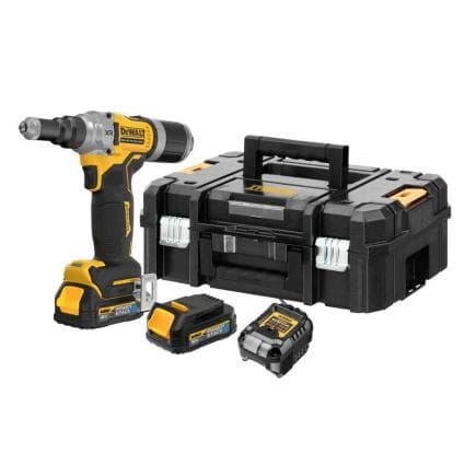 DeWALT DCF414E2GT-QW - Riveteuse POWERSTACK COMPACT 6,4 mm sans balais 18 V (avec 2 batteries et chargeur)