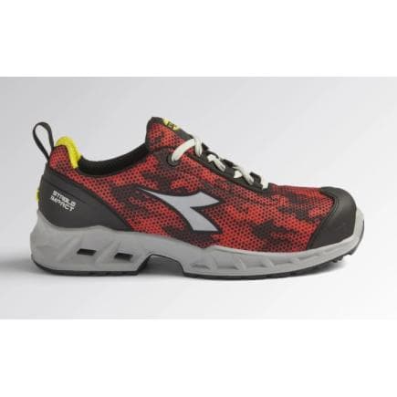 DIADORA UTILITY 701.177673-C1462/44 - Chaussures de sécurité basses en tissu technique polyester 350 gr/m² noir/rouge S1P SRC ESD