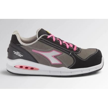 DIADORA UTILITY 701.176221-D0447/36 - Chaussures de sécurité basses en italienne croûte de cuir velours déperlant perle fumée/argent/rose choquant...