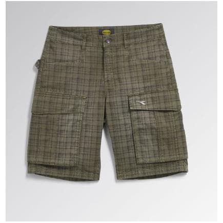 DIADORA UTILITY 702.179824-70167/XL - Bermuda cargo estival teint en pièce confectionné avec un motif à carreaux effet vieilli vert