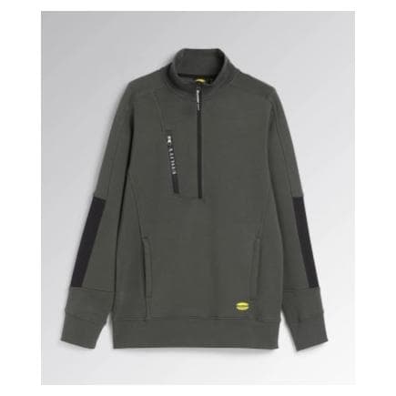 DIADORA UTILITY 702.175944-70166/S - Sweat-shirt zippé en molleton gratté avec inserts latéraux noirs sur les manches et sur les côtés thym vert