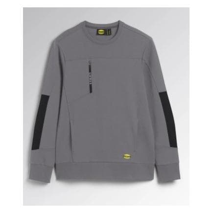 DIADORA UTILITY 702.178756-75070/L - Sweat-shirt léger en interlock ras du cou avec inserts latéraux noirs sur les manches gris acier