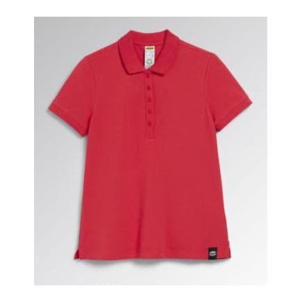 DIADORA UTILITY 702.177674-45013/S - Polo rouge pour femme à manches courtes en coton biologique piqué stretch