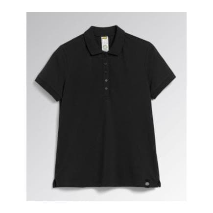 DIADORA UTILITY 702.177674-80013/L - Polo noir pour femme à manches courtes en coton biologique piqué stretch