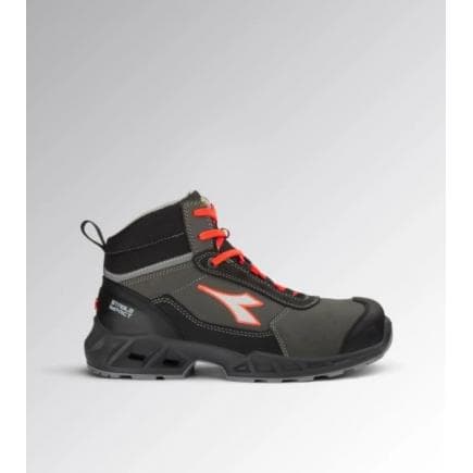 DIADORA UTILITY 701.181160-C4115/45 - Chaussure de sécurité haute SHARK STA IMP LEAT MID S3S FO SR SC ESD, Noir/Rouge fluo