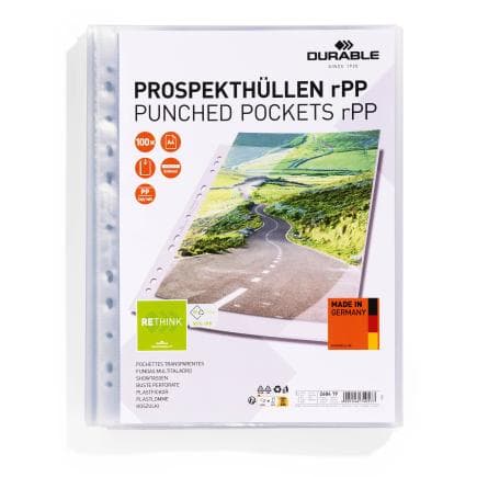 DURABLE 2684-19 - Enveloppe perforée PREMIUM A4 en PP (100 pcs.)