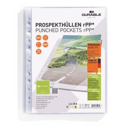 DURABLE 2685-19 - Enveloppe perforée PREMIUM A4 en PP (100 pcs.)