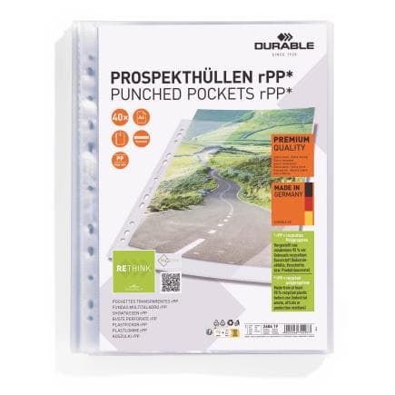 DURABLE 2686-19 - Enveloppe perforée PREMIUM A4 en PP (40 pcs.)