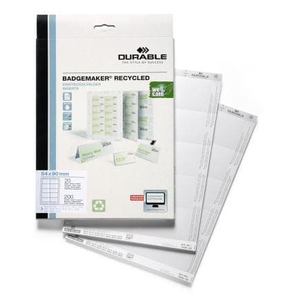 DURABLE 1428-02 - Recharges de papier recyclé BADGEMAKER® 54 x 90 mm