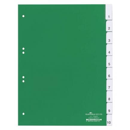 DURABLE 6221-05 - Intercalaire A4 10 clés thermoscellées avec index, vert