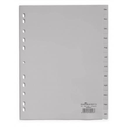 DURABLE 6507-10 - Intercalaire A4 12 touches Dec-Jan avec PPL cavalierini pré-imprimé, gris (lot muliple)