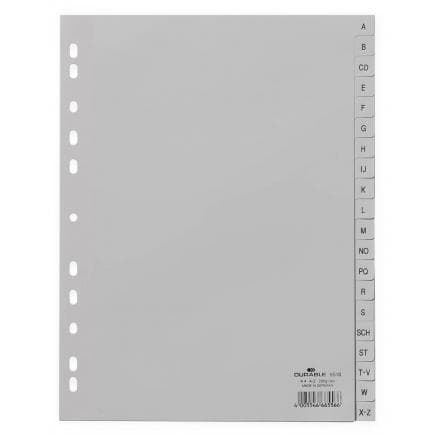 DURABLE 6510-10 - Intercalaire A4 20 touches A-Z cavalierini pré-imprimé en PPL, gris (lot muliple)