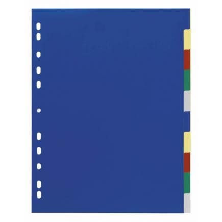 DURABLE 6747-27 - Intercalaire A4+ 10 touches avec picots de couleur et index en PPL, multicolore (lot muliple)
