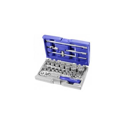 EXPERT E032900 - ASSORTIMENT DE DOUILLES ET ACCESSOIRES 1/2'' MÉTRIQUES 22 PIÈCES