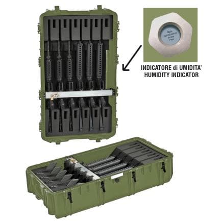 EXPLORER CASES 10840.G D1 - Étui étanche en copolymère de polypropylène avec éponge pour 6+6 fusils et indicateur d’humidité