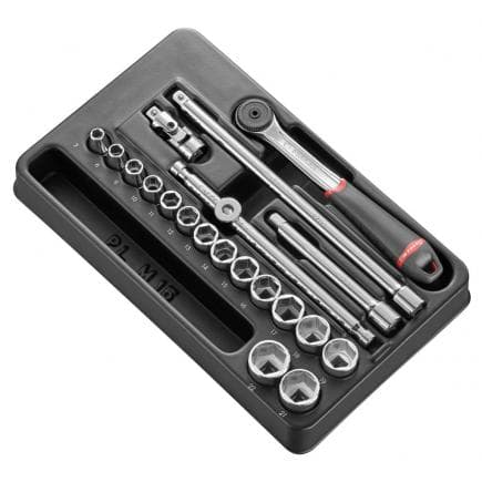 FACOM MOD.J161-36 - Module de douilles 3/8'' 6 pans métriques - 20 pièces