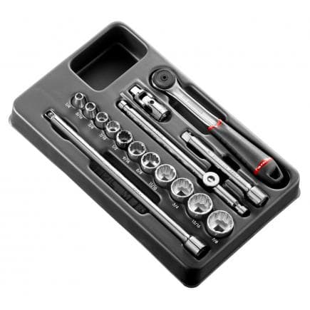 FACOM MOD.J161-212U - Module de douilles 3/8'' 12 pans en pouces - 16 pièces
