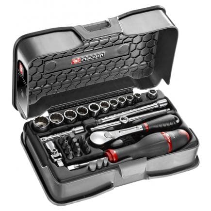 FACOM RL.161-5P12 - Coffret de douilles 1/4'' 12 pans métriques et forets - 31 pièces