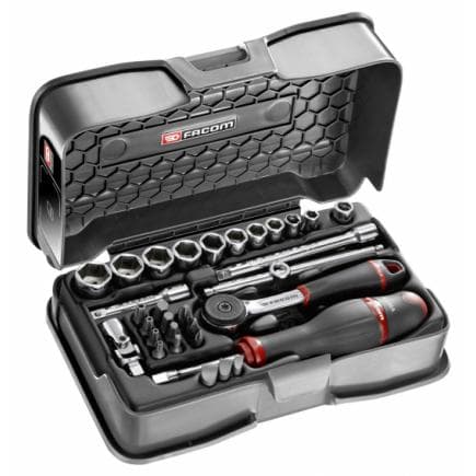 FACOM R.161-5P6 - Coffret de douilles 1/4'' 6 pans métriques et forets - 31 pièces