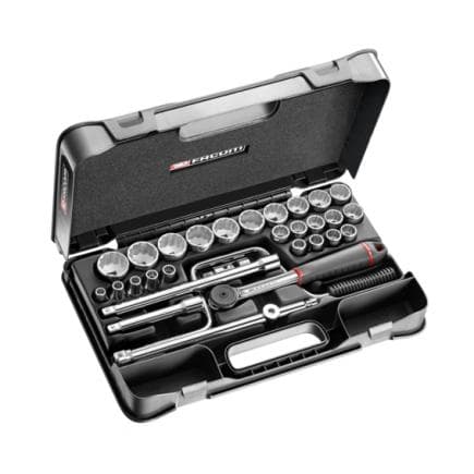 FACOM R.161-5P12 - Coffret de douilles 1/4'' 12 pans métriques et forets - 31 pièces