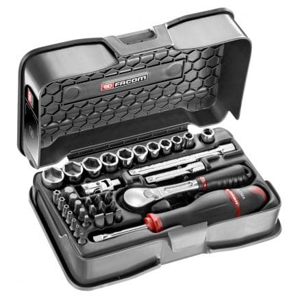 FACOM RL.161-5P6U - Coffret de douilles 1/4'' 6 pans en pouces et forets - 37 pièces