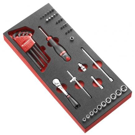 FACOM MODM.RL161-36 - Module en mousse 36 douilles 1/4'' 6 pans métriques - 46 pièces B