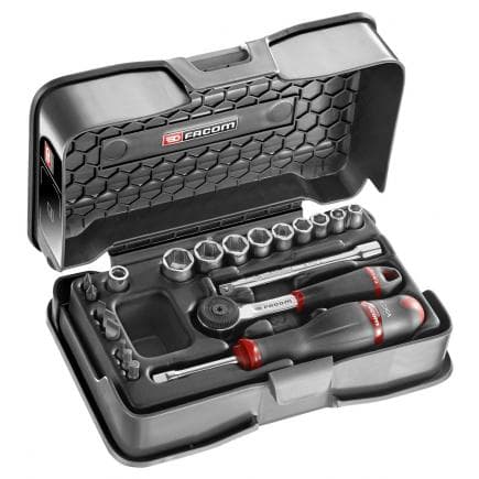 FACOM R.161-4P6 - Coffret de douilles 1/4'' 6 pans métriques et forets - 21 pièces