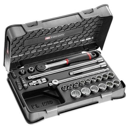 FACOM J.430BSP - Coffret de douilles 3/8'' 12 pans métriques et forets - 35 pièces