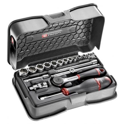 FACOM R.161-3P6 - Coffret de douilles 1/4'' 6 pans métriques - 19 pièces