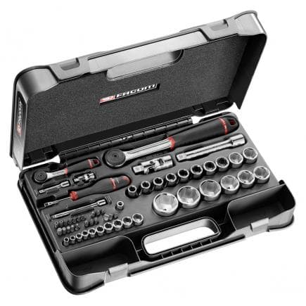 FACOM RS.161-2 - Coffret de douilles 1/4'' - 1/2" 6 pans métriques - 56 pièces