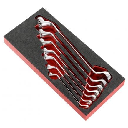 FACOM MODM.55A-2 - 7-piece set of inch and metric angled offset-ring wrenches in foam module
