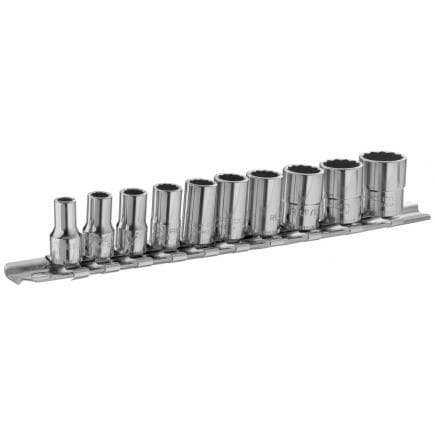 FACOM RB.40AU - Jeu de 10 douilles 12 pans longues 1/4'' en pouces sur support