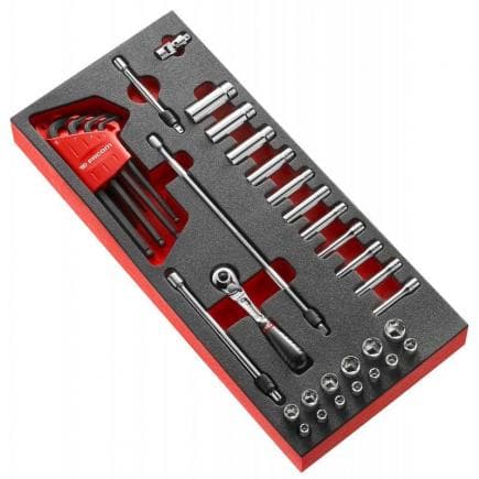 FACOM MODM.RL2 - Assortiment de douilles 1/4'' avec cliquet, accessoires et clés Allen