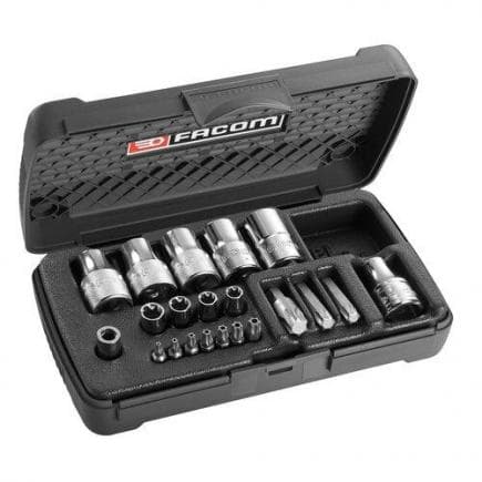 FACOM RSX.19BPB - Jeu de douilles 1/4" et 1/2'' Torx® et forets (21 pièces)