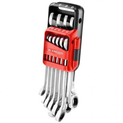 FACOM 467BR.JP10PB - Jeu de 10 clés mixtes à fourche, à cliquet, métriques