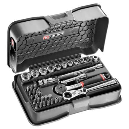 FACOM R.161-6P6HX - Jeu de douilles 6 pans métriques 1/4'' et embouts (37 pièces)
