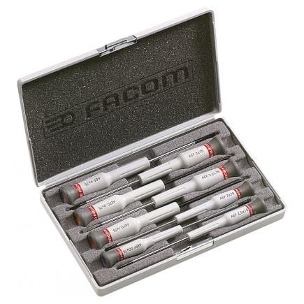 FACOM AEF.J6 - Assortiment de 8 tournevis Micro-Tech® à fente - Phillips® - Pozidriv®