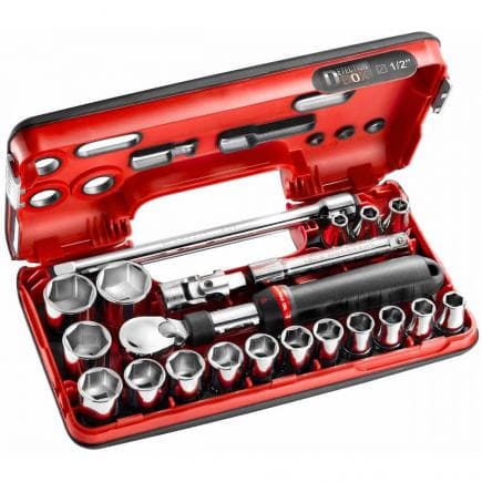 FACOM SXL.DBOX1PB - Jeu de cliquet extensible et douilles 6 pans métriques 1/2 '' (21 pièces)