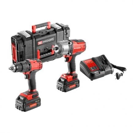 FACOM CL3.CHP18SP2PB - Duo Pack sans fil 18V - Clé à chocs compacte 1/2'' et perceuse 13 mm 5,0 Ah