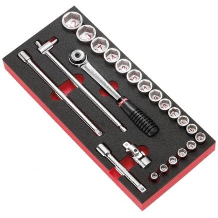 FACOM MODM.S1A - Module douilles 6 pans 1/2'' et accessoires en plateau mousse