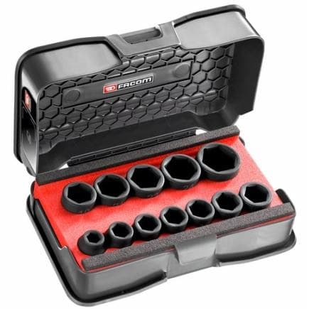 FACOM NSS.J12PB - Jeu de 12 douilles impact compactes 1/2" 6 pans métriques